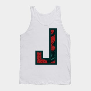 Modern Rose Floral Initial Name Alphabet - Letter J Tank Top